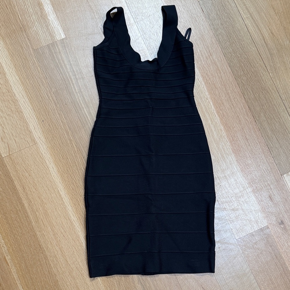Black ribbed Herve leger midi dress size xxs